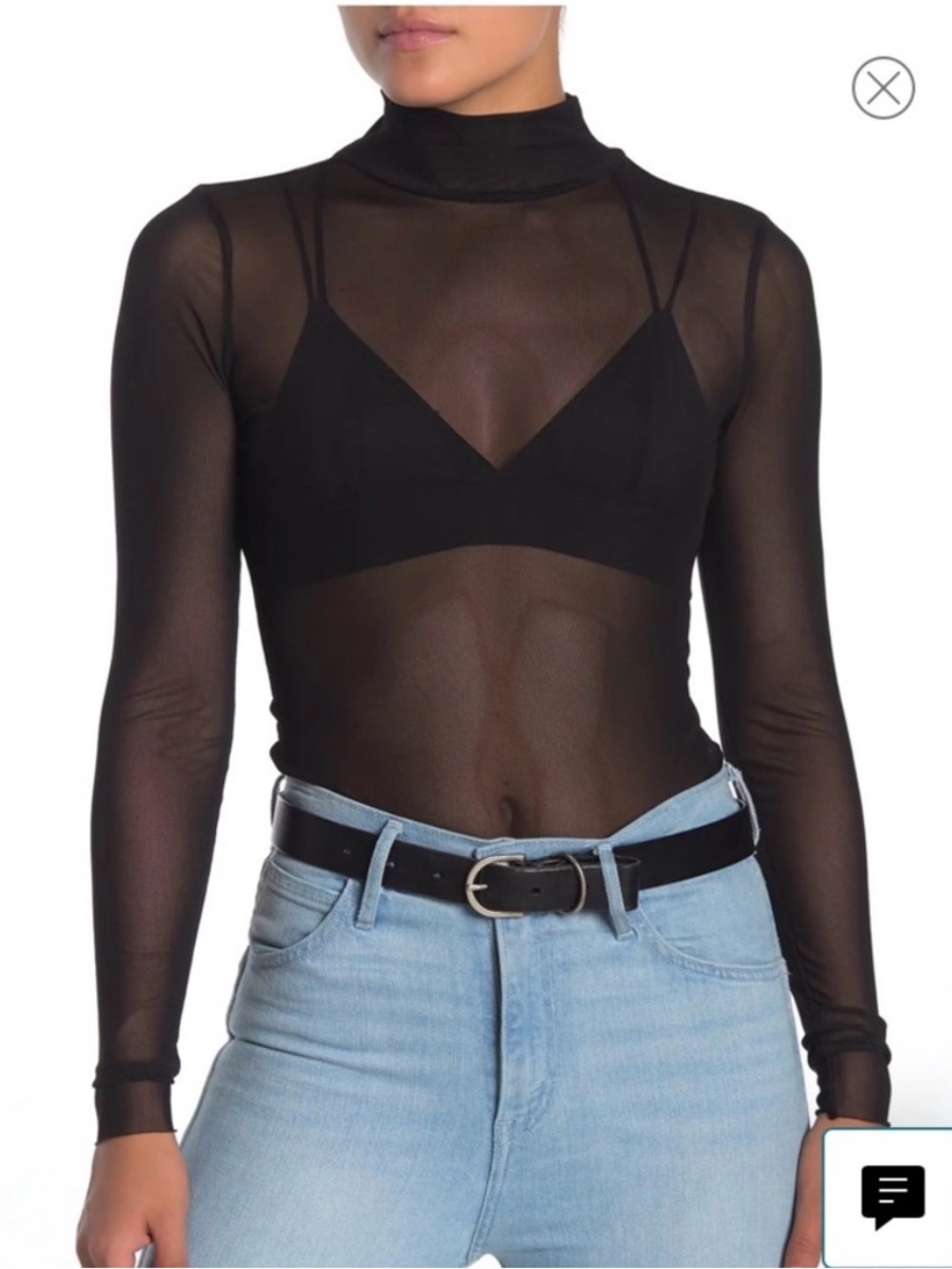 AFRM Mock Neck Mesh Top